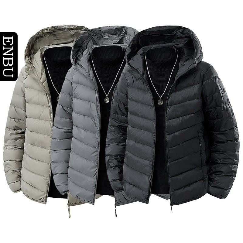 Mens Lightweight Hooded Down Jacket 90% White Duck Fill Loose Fit Casual Winter Coat Youth