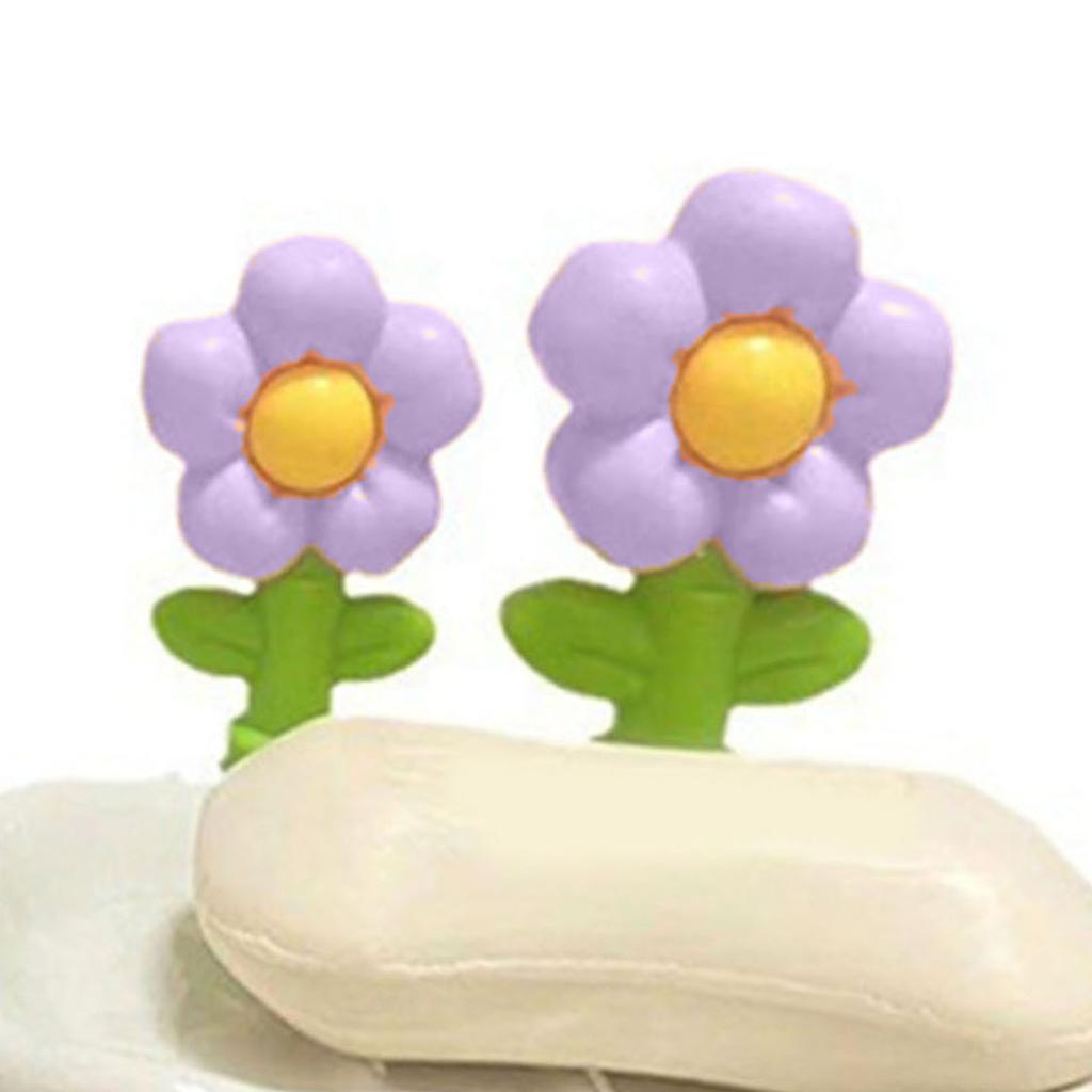 Drain Soap Dish Household Draining Soap Box Soap Dish Holder Cute Bathroom Soap Holder Purple