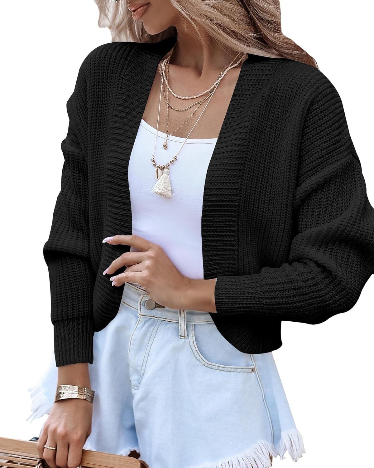 

Spring and summer women s short sweater shawl simple solid color buckle-free outer knitted cardigan Average size 53-143 чорний