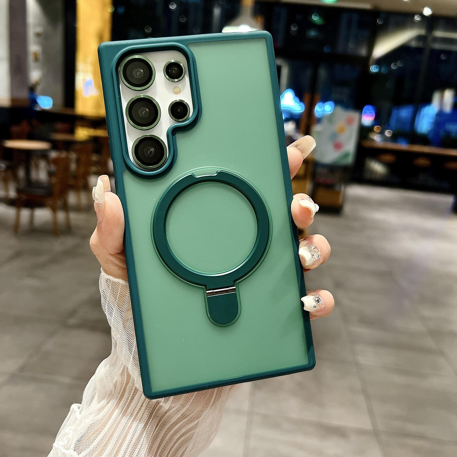 

Магнитный кронштейн для Samsung S25ultra Чехол для мобильного телефона Подходит для S24plus Кожа Кожаный чехол с матовой поверхностью S25 Защитный чехол для объектива S24