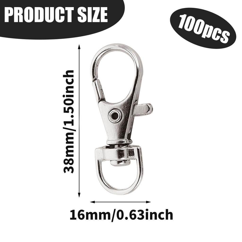 25/50/200Pcs Swivel Lobster Clasp Snap Hooks Stainless Steel Key Ring Clasp D Ring Snap Hook for Keychains Jewelry DIY Crafts