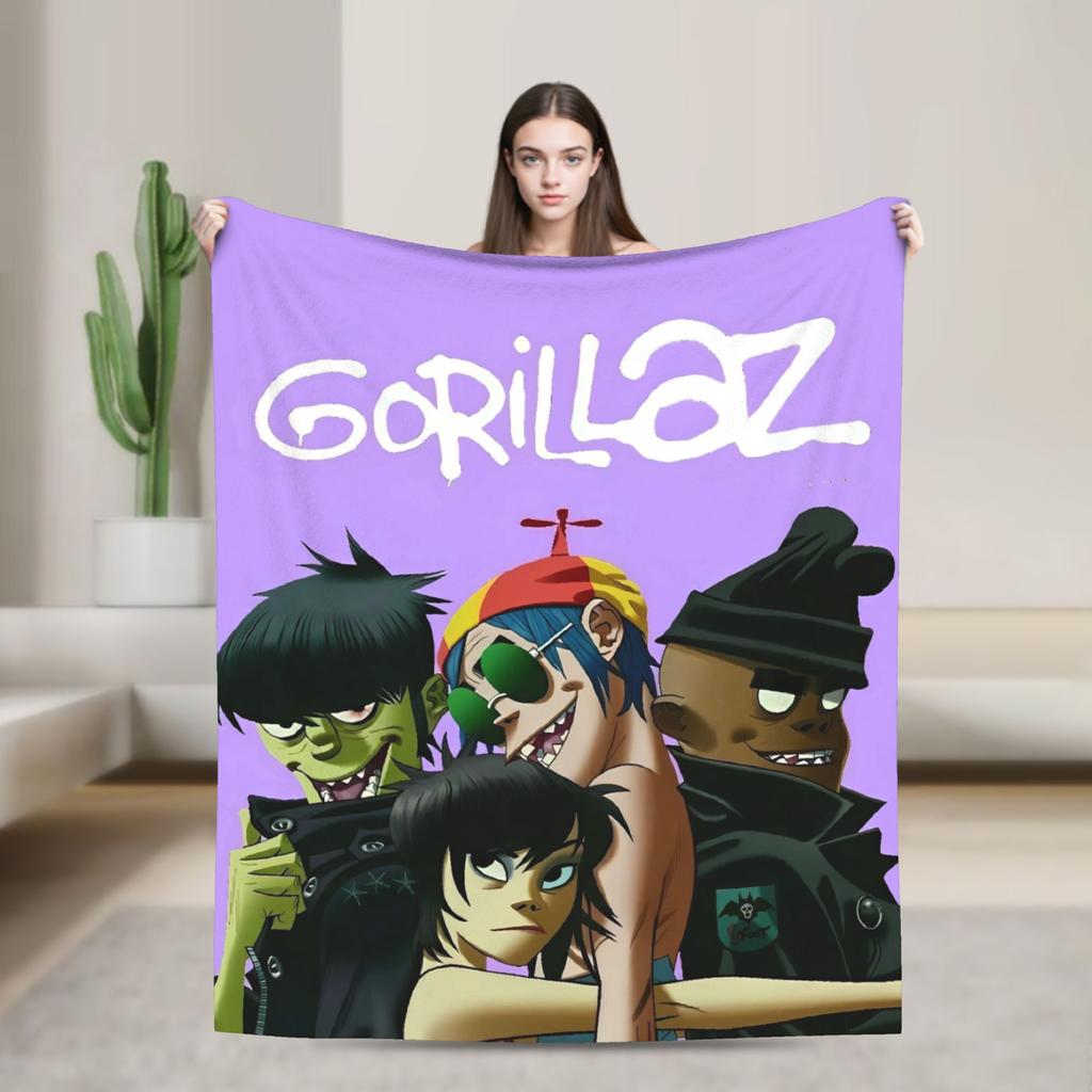 British GorillazS Virtual Band Rock Hip-Hop Blanket  Warm Soft Novelty Plush Throw Blanket For Travel Office Flannel Bed Cover
