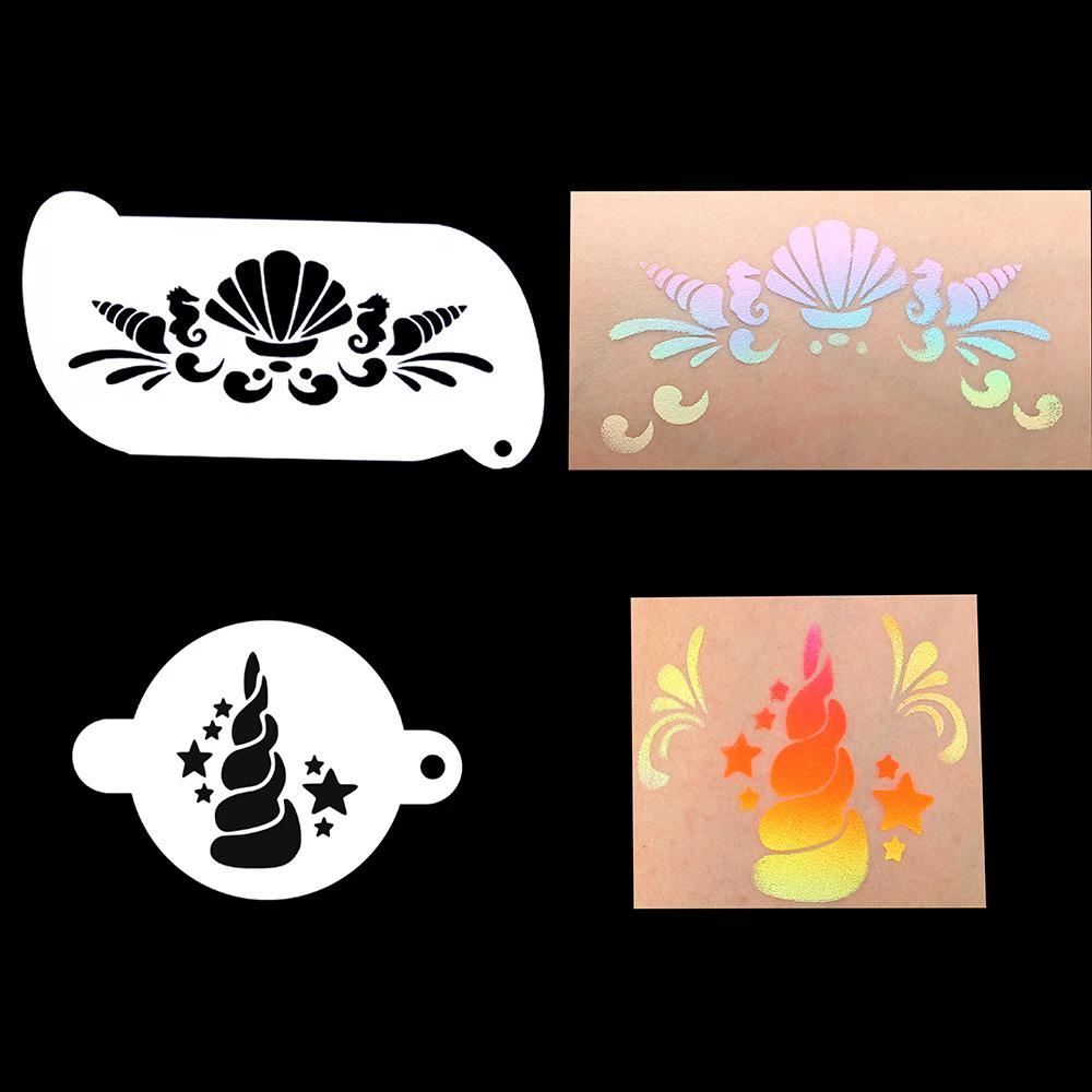 8 szt. 9 szt. Wielokrotnego użytku Szablony do Malowania Twarzy do Malowania Ciała Halloween Party Makijaż Szablony do Tymczasowych Tatuaży