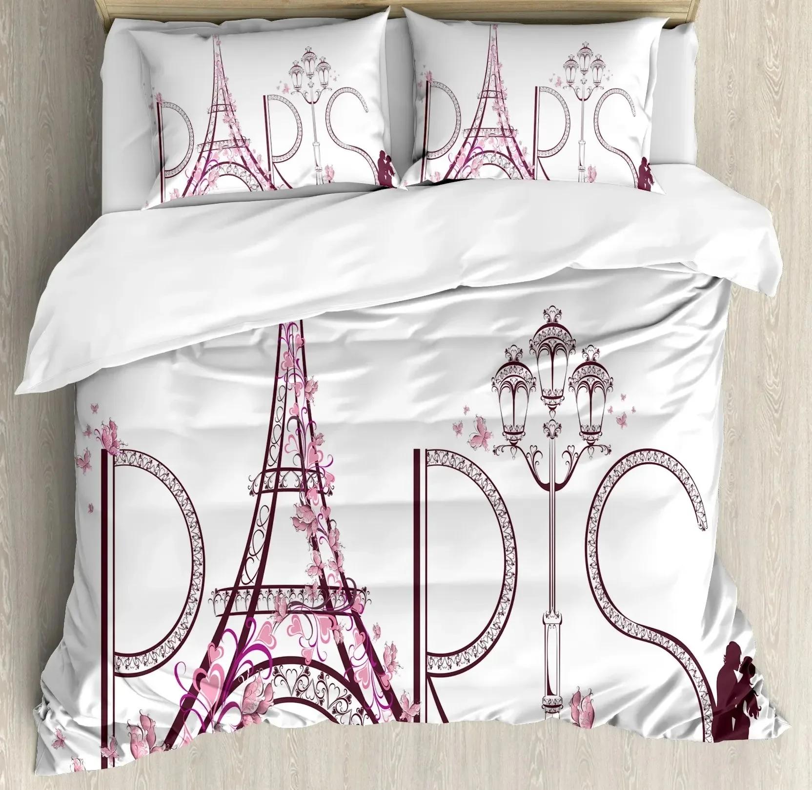 

Eiffel Tower Paris Theme Comfortable Duvet Quilt Cover Pillowcase Bedding Set Children Bedroom Decoration Home Textile 70x133cm
