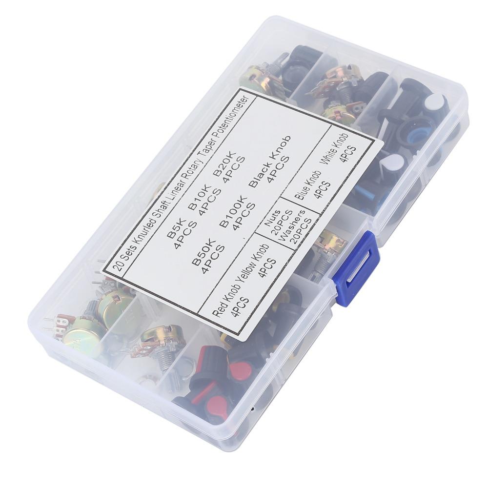 80Pcs with Storage Case Potentiometer Kit with Knob Potentiometer with Knob Electronic Projects