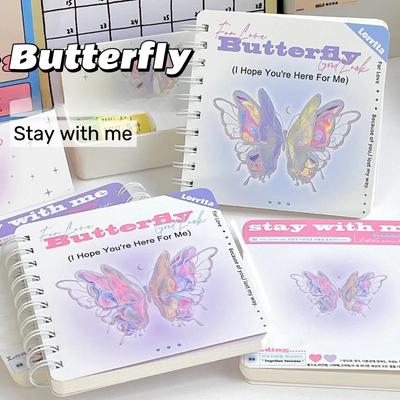 Taccuino creativo da 100 fogli Kawaii in stile americano Farfalla Calendario per album Diario per studenti di cancelleria adorabile