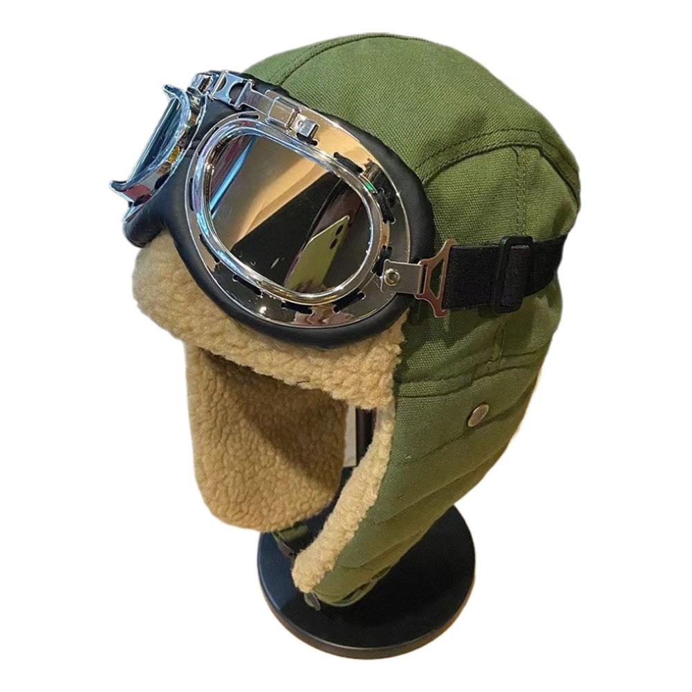 Winter Aviator Pilot Hat Thermal Insulated Ear Flap Windproof Goggle Design for Cycling Outdoor Men Women Cold Weather