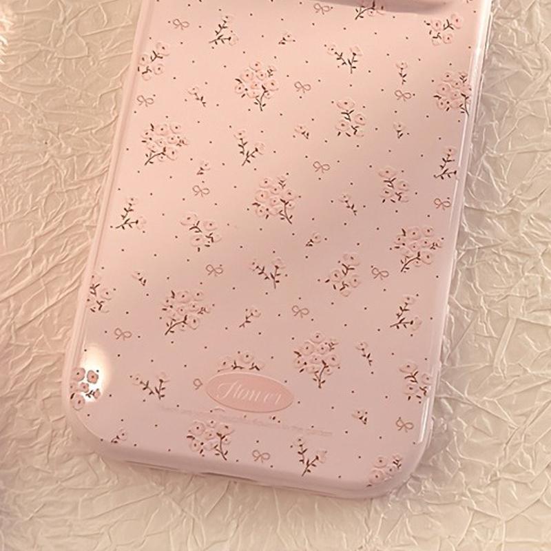 Pink Floral Candy Color Soft Heart Relief Side Phone Case For iPhone 11 12 13 14 15 16 17 Pro Max Air 14 Plus Shockproof Cover