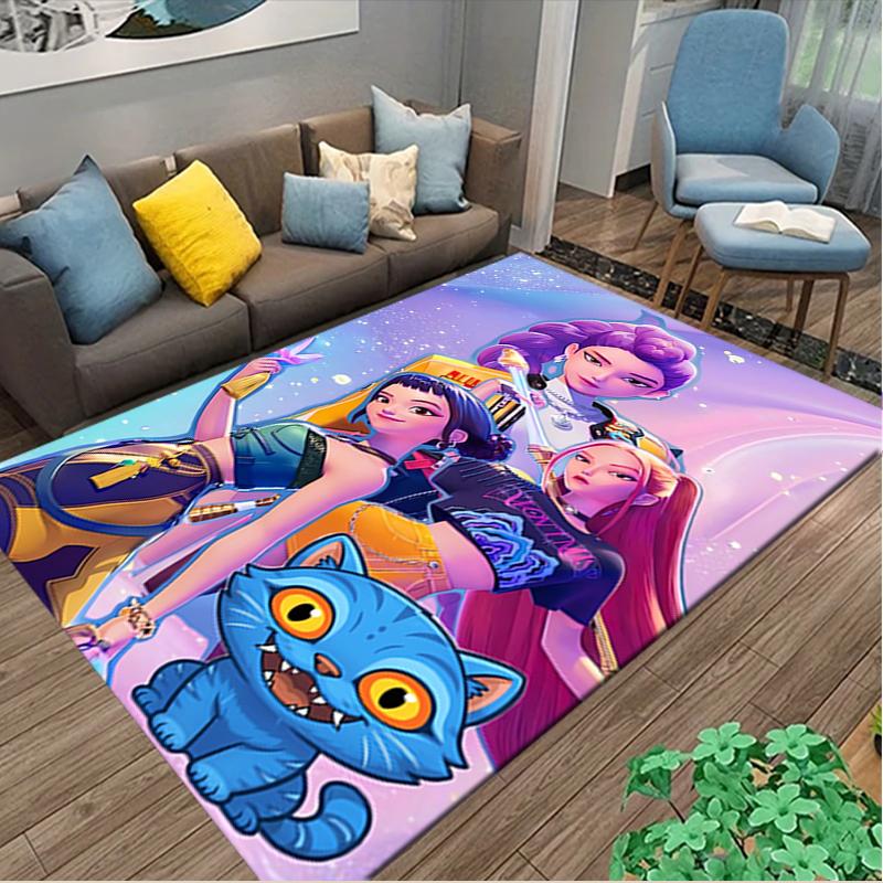 1pc Area Rug Appropriate for Office, Kpop Demon Hunters Carpet, Versatile Printed Chair Rug, Durable Home Sofa Carpet