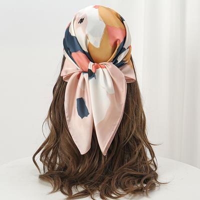 70cm Eleganter Quadratischer Seidenschal Stilvoller Druck Satin Schal Wickel Nacken Haarband Für Damen Schals Bandana Hijab Kopftuch
