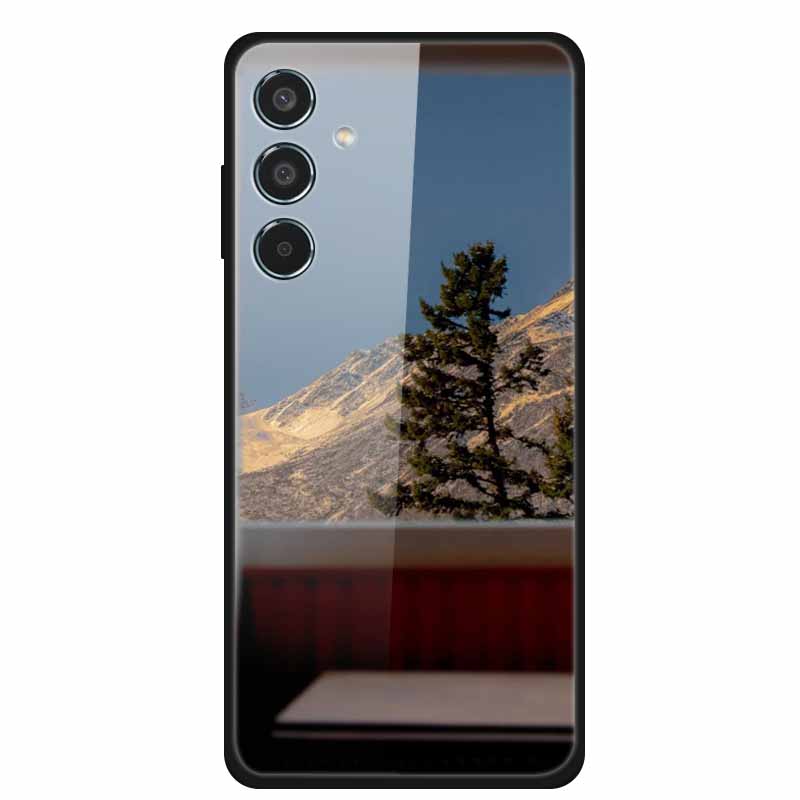 Glass Cellphone Case For Samsung Galaxy M35 Hard Plastic Back Cover For Samsung M 35 Flowers Painted Cases Fundas Shell Shield