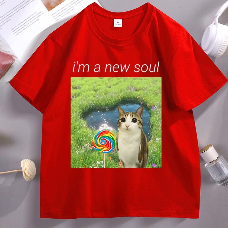 Divertente Meowl Gatto Gufo Meme Maglietta Sono Un'Anima Nuova Gatto Grafica Magliette Casual Manica Corta Brainrot Gatti Magliette Girocollo Top