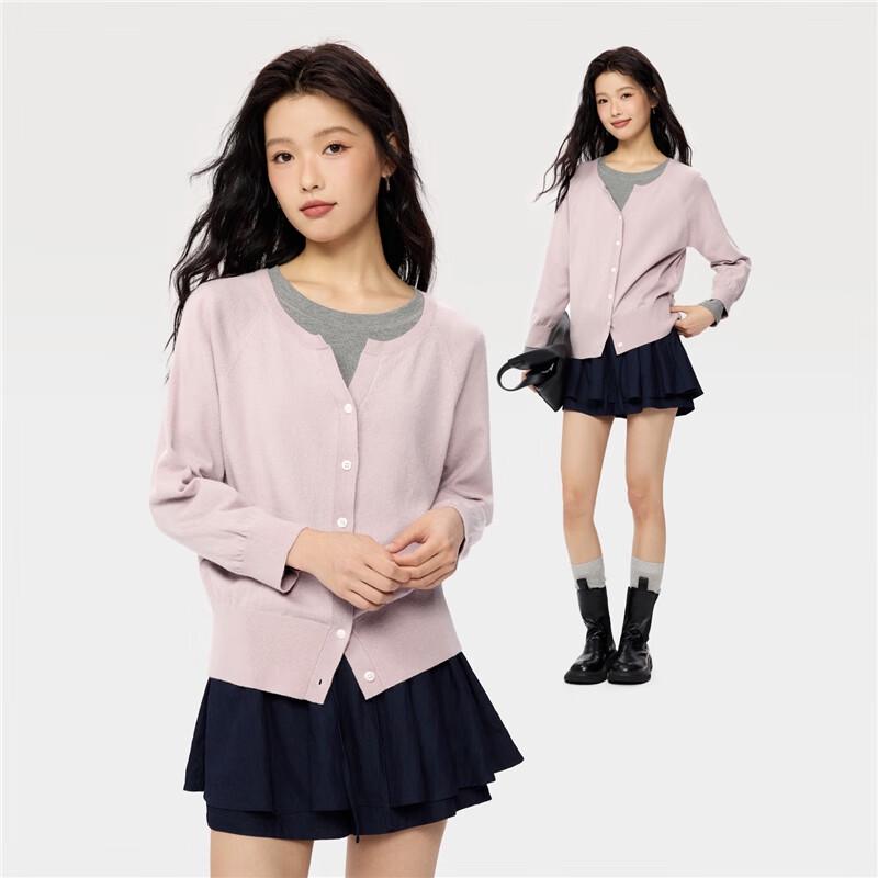 Giordano Women's 3/4 Sleeve V-Neck Loose Knit Cardigan