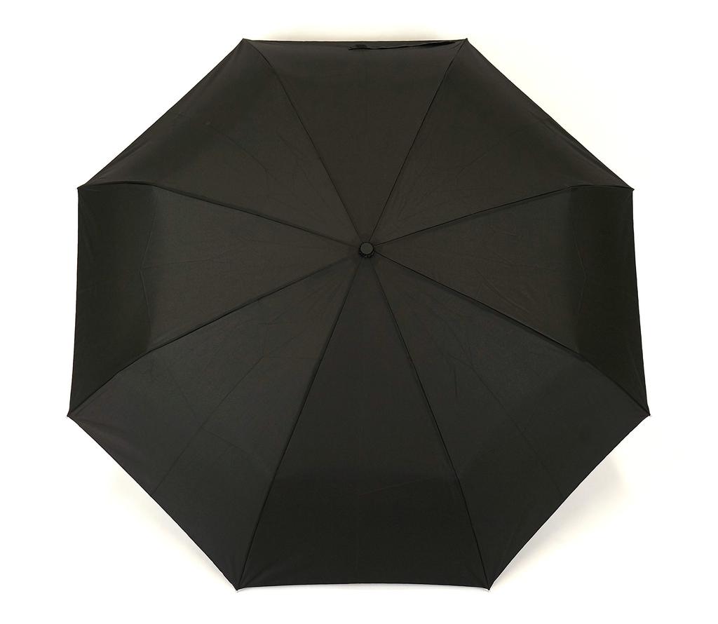 Komiya Shoten Men's Windproof Folding Umbrella, Large, Durable Fiberglass, Windproof, Super Water-Repellent, Teflon, Easy Open/Close, 65cm, Black