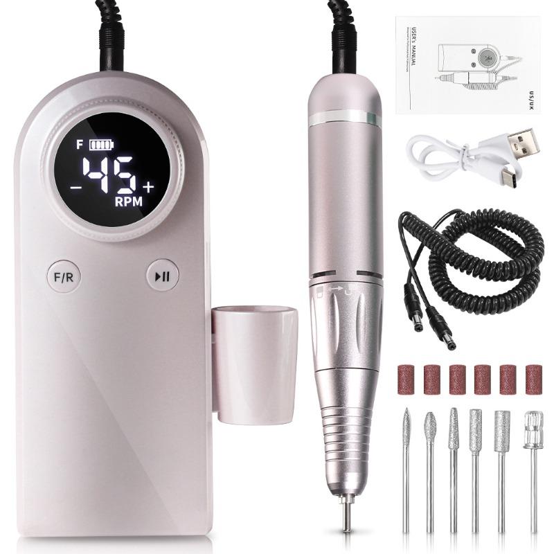 45000 RPM New Portable Nail Drill Professional Rechargeable Electric Nail File Machine File for Acrylic Gel Polishing Removing