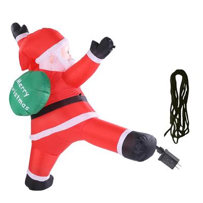 6.6ft Hanging Xmas Inflatable Santa Decoration with Present Bag Built In LED Lights Blow Up Santa Holiday Decor for