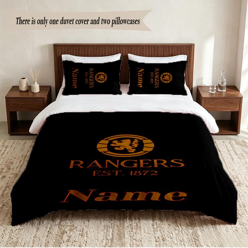 Rangers Fc Personalized Custom Name 3‑Piece Bedding Set Soft Duvet Cover Set For Bedroom Home Decor