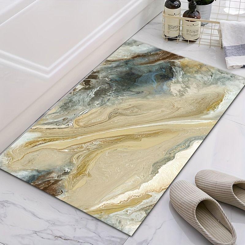 Marble Texture Bath Mat Non-slip Super Absorbent Toilet Bathroom Floor Rug Living Room Porch Entrance Carpet Home Bedroom Decor