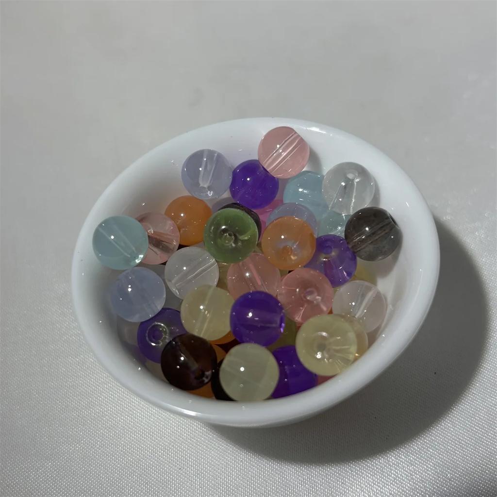 50Pcs 8mm Fun Candy Color Fashion Synthetic Exquisite Lilac Beads Faceted Purple Beads Bracelets Make Trend Jewelry Workmanship