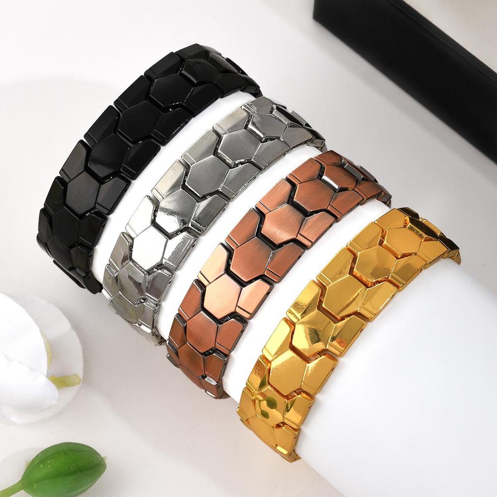 Men's Wide Spherical Hexagonal Magnetic Bracelet – Detachable, Three-Row, Four-in-One Wrist Ornament