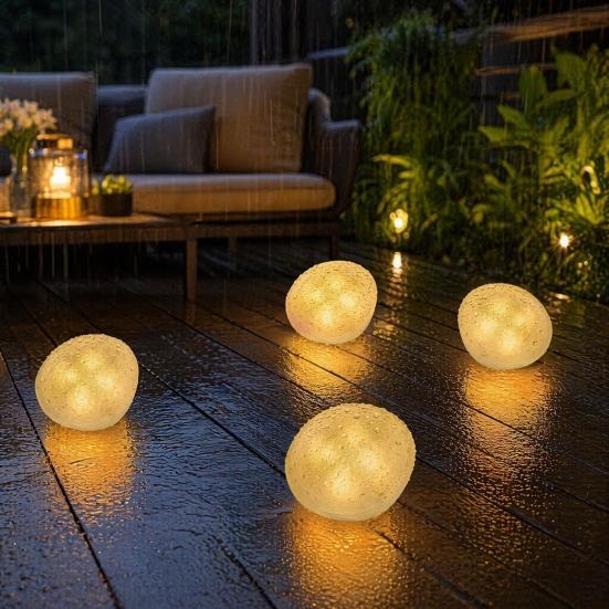 Solar Cobblestone Pathway Light, Garden Rock Solar LED Light, Waterproof Outdoor Stone Light for Patio Lawn Yard Porch