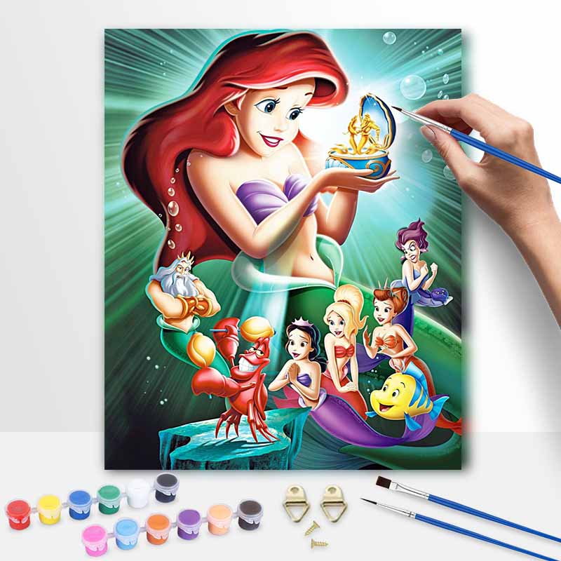 Disney DIY The Little Mermaid Oil Painting Art Painting Kit Home Wall Decor Handmade Gift For Room Bedroom Living Room Wall Art 130