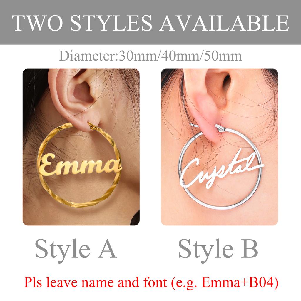 Lemegeton Customized Name Earrings 30 40 50mm Hiphop Hoop Earring Women Stainless Steel Jewelry Trend Personalized Birthday Gift