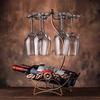 Wine Glass Rack & Bottle Holder, 2-Tier Iron Freestanding Wine Rack, Rustic Vintage Bottle Holder, Countertop Home Bar Decor