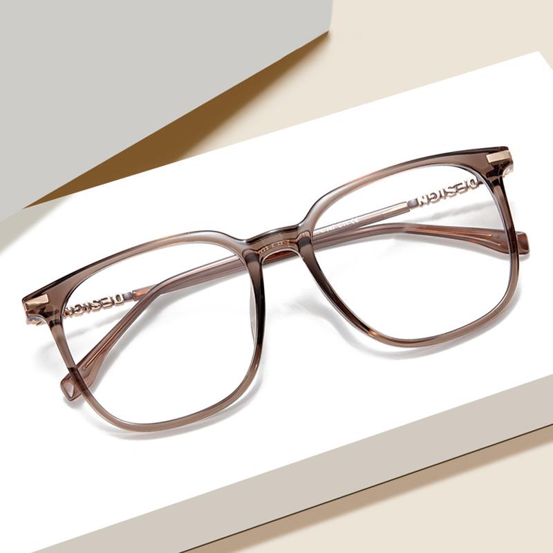 Oversized Tea Frame Square Nearsighted Glasses For Women TR90 Student Light-sensitive Glasses With Diopters 0 -0.5 -0.75 To -6.0