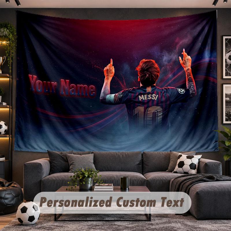Wall Hanging Tapestry Custom NameLionel Messi Pattern Personalized Printed Fabric Wall Decor