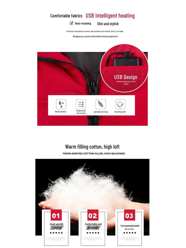 Plus Size Women's Smart Electric Heated Vest with USB Charging - Winter