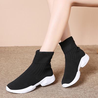 Spring and Autumn New Fashion Casual Ultra Light Women's Boots Trend Comfortable Flying Weaving Large Size Socks Shoes