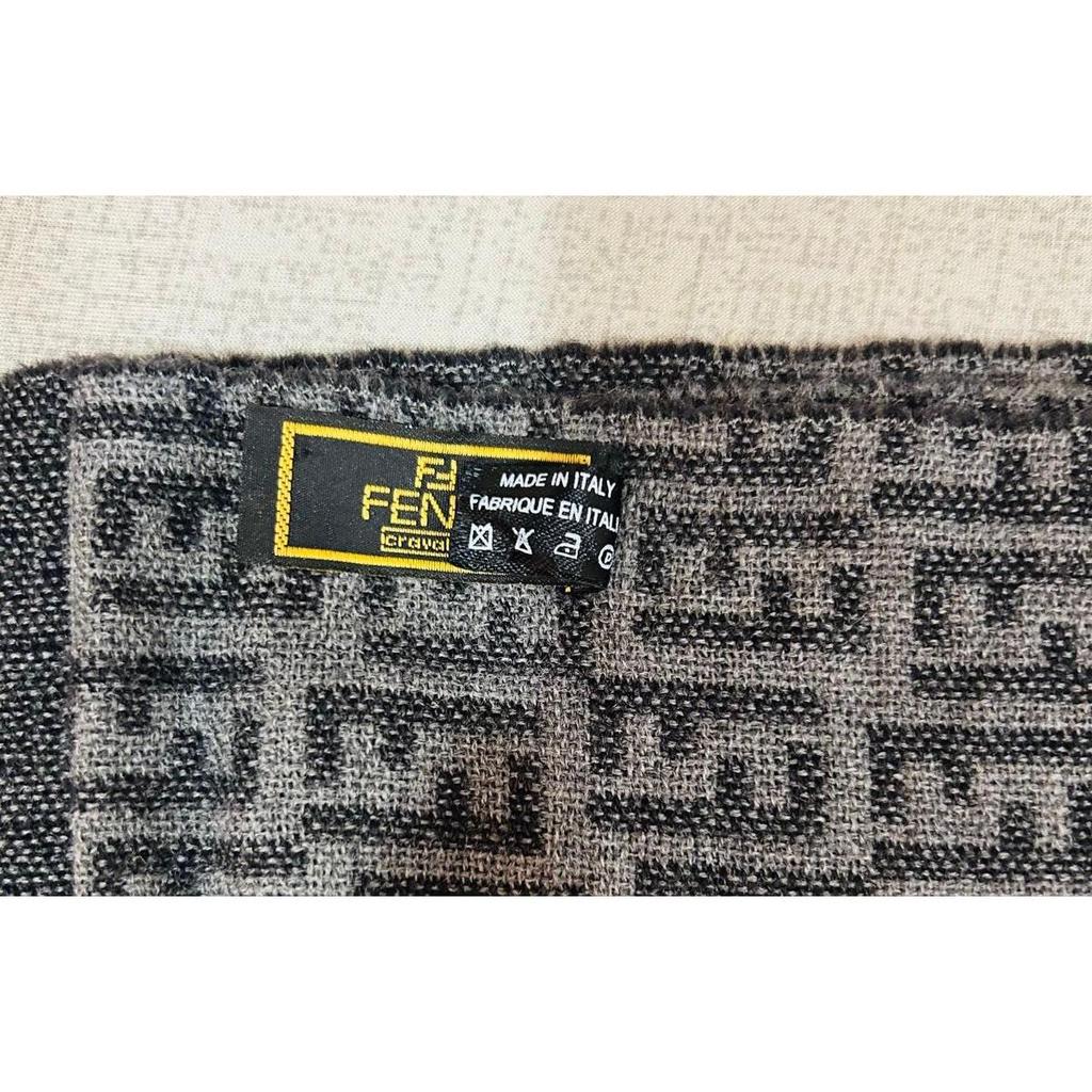 Used 00's Vintage FENDI Zucca Pattern Wool Muffler Stole
