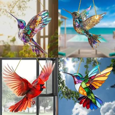 Bunter Wunderschöner Kolibri Anhänger Acryl Wind Sonnen Vögel Fensterhänger Windspiele Fänger Handwerk Vogel Geschenk Heimdeko