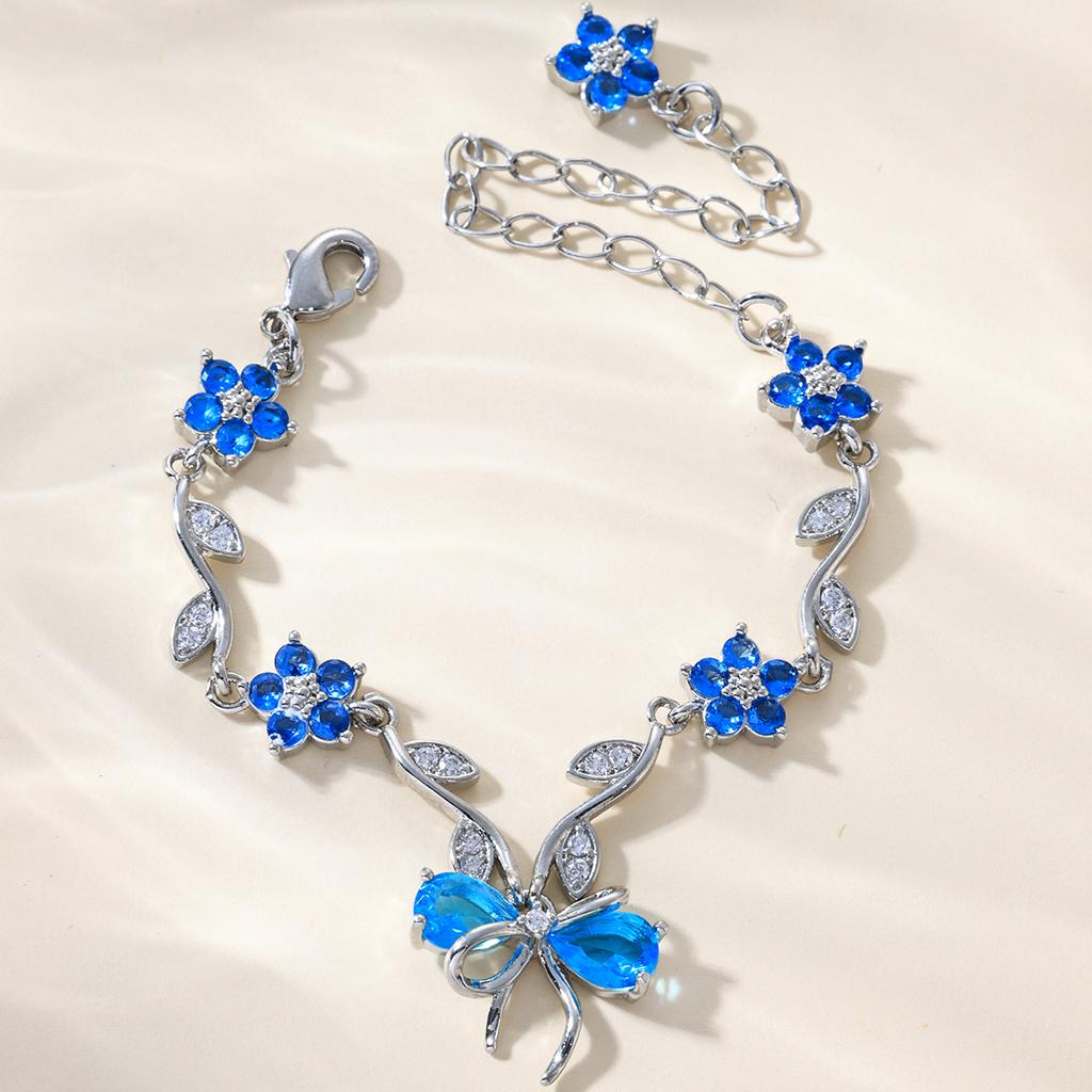 Pulseira Fofa Doce Estilo Ins Mais Vendida Flor de Amor Borboleta Festival Zircônia Pulseira de Cobre Presente de Dia dos Namorados