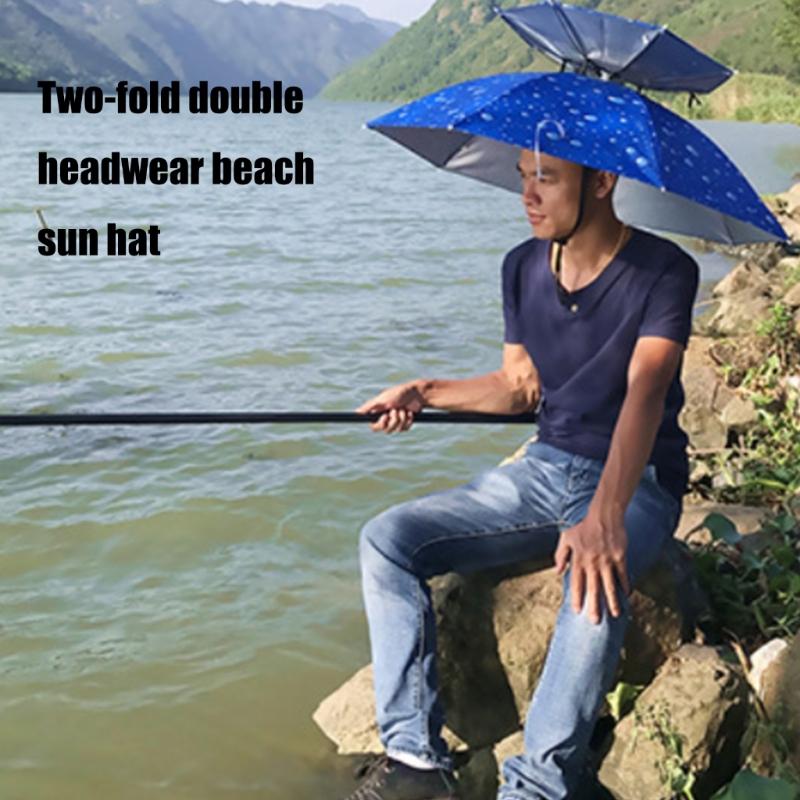 Umbrella Caps with Headband, Water Proof Foldable Umbrella Hat Head Umbrella Hat Fishing Umbrella Hat, Rain Umbrella Hat