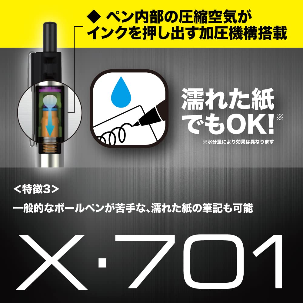 Zebra Ballpoint Pen Pressurized Black Ink Oil-Based X-701 0.7mm BAZ97-BK-KN