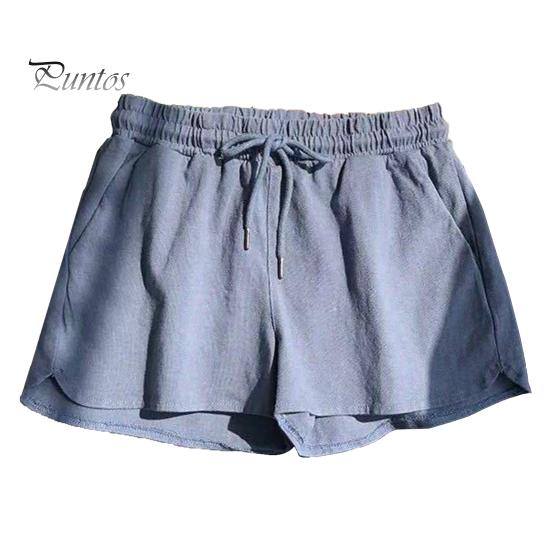 

Женские повседневные шорты с эластичным поясом, регулируемым шнурком, спортивные шорты, однотонные широкие домашние шорты M синий