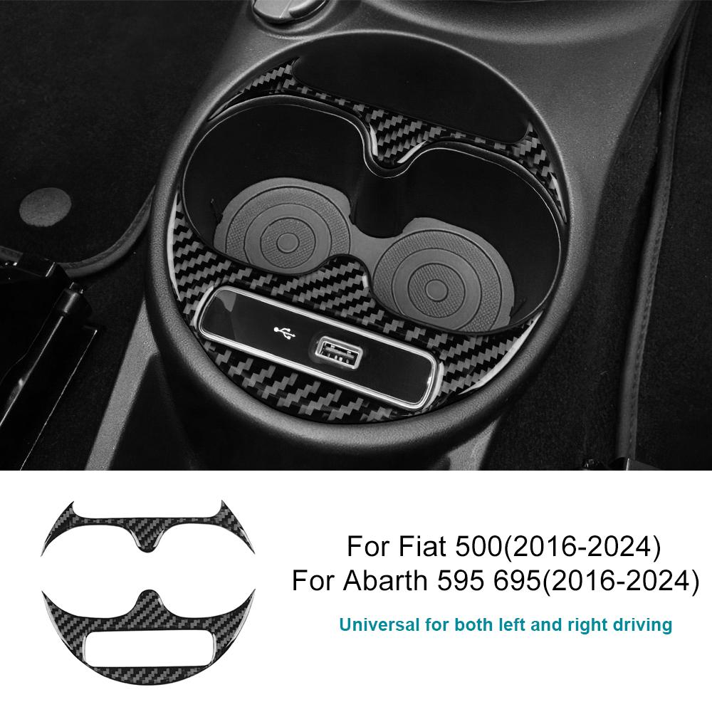 Real Soft Carbon Fiber Sticker For Fiat 500/Abarth 595/695 2016 2017 2018 2019 2020 2025 2025 2025 2025 LHD RHD Cup Holder Trim