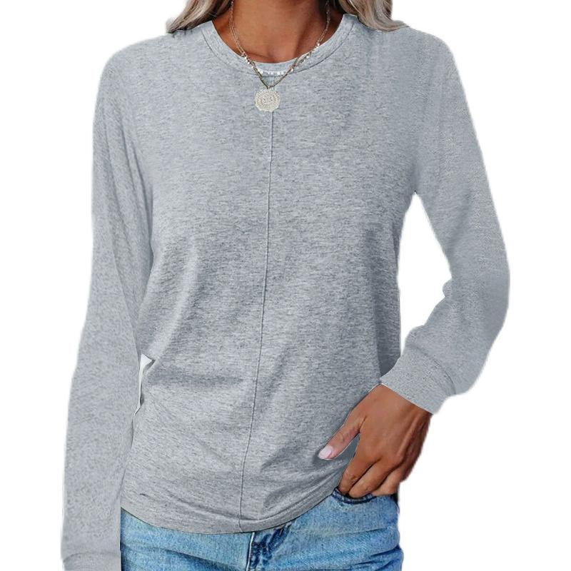 Women's Autumn and Winter Long Sleeved Round Neck T-shirt Hoodie Base Shirt