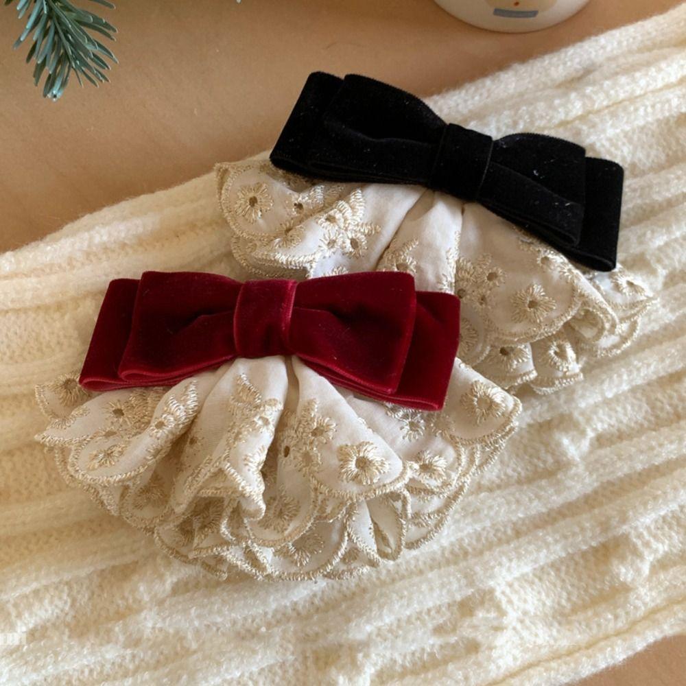 Wine Red Red Velvet Bow Hair Clip Hair Clips Lace Bow Hairpin Headdress Bowknot Spring Clip  Girls