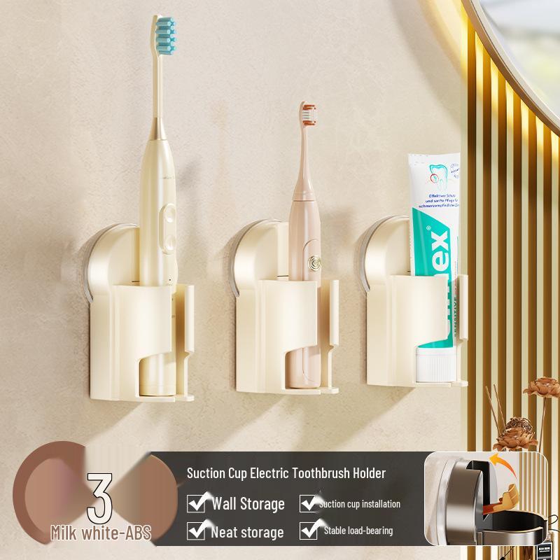Punch-Free Suction Cup Electric Toothbrush Holder, Wall-Mounted, Removable Bathroom Organizer.