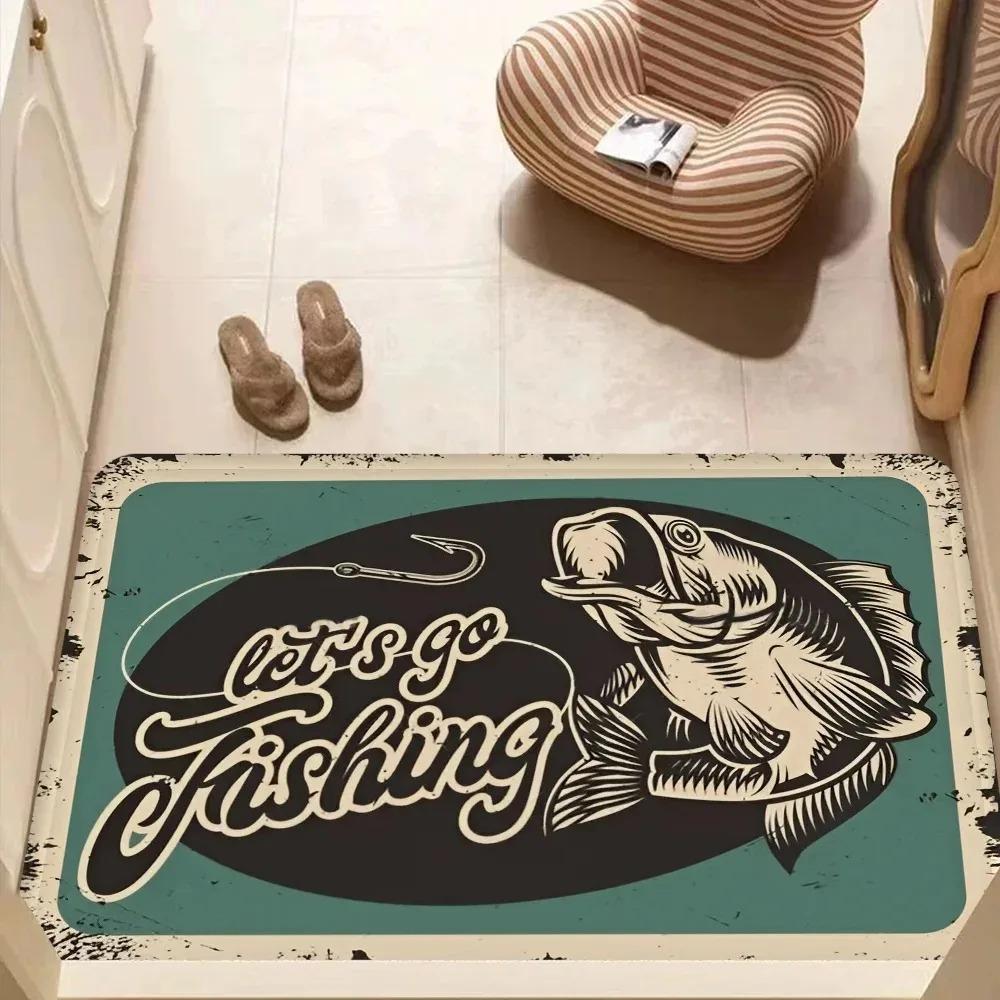 Nash Fishing Logo Floor Mat Kids Room Bedroom Decoration Balcony Anti-Slip Polyester Doormat Living Room Bedside Area Rugs INS