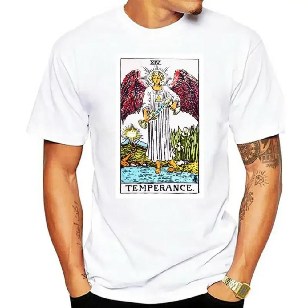 Temperance Tarot Card Art Logo men's (woman's available) t shirt black Cool Casual pride t shirt men Unisex Fashion tshirt