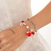 Sweet Cute Hollowed-out Pearl Heart Star Tassels Red Strawberry Double-layer Bracelet Necklace for Women Fashion Girls Jewelry