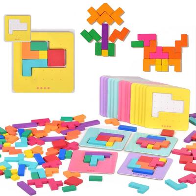 Montessori Desktop Puzzle Toys Kids Battle Table Game Tangram Math Toys Building Blocks Board Color Shape Training For Kids Gift