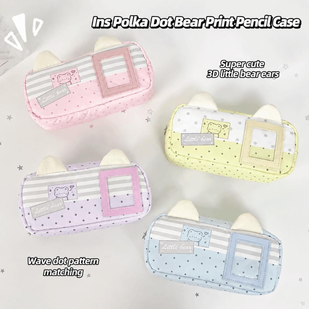 Large Capacity Pencil Case Cat Ears Design Pencil Pouch Portable Stationery Bag  Gift