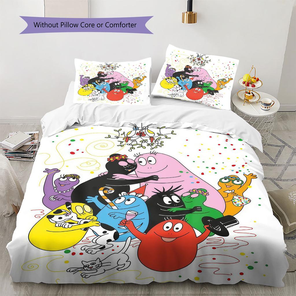 The Barbapapa Family Pattern Bedding Home Decoration Birthday Gift ( 1 Duvet Cover + 2 Pillowcase, Without Core),fan Merchandise.