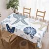 Nautical Sea Life Rectangle Table Cloth for Table Decor Kitchen Dining Waterproof Reusable Tablecloth for Table Indoor Outdoor