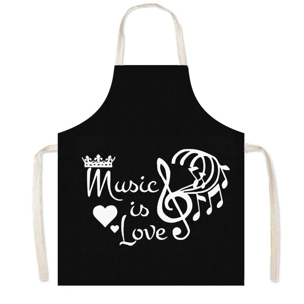 Music Rose Note Print Cooking Aprons Women Nice Lips Household Cleaning Clothing Baking Barber Chef Waiter Kitchen Apron